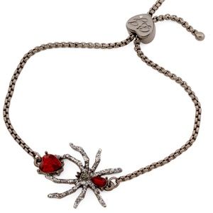 New Betsey Johnson 🕷Chain Slide Bracelet Spider/red Stones